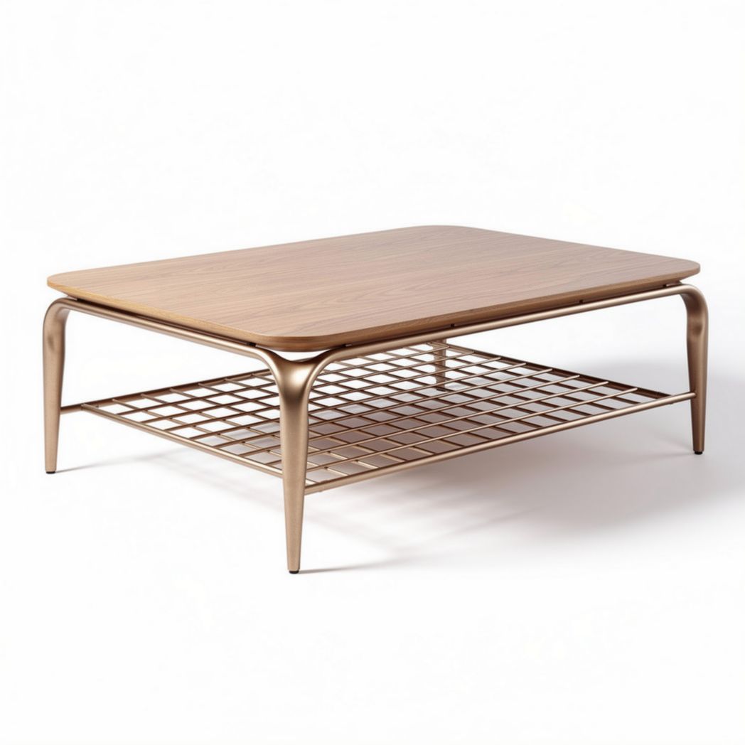 Houten salontafel met metalen onderstel en opbergruimte 120 x 80 x 45cm