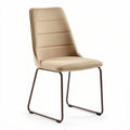 Eetstoel van stof in beige met metalen frame 45 x 50 x 90cm