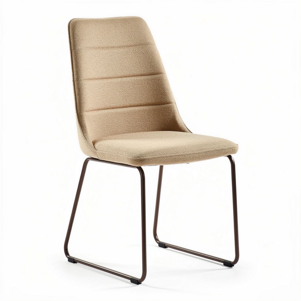Eetstoel van stof in beige met metalen frame 45 x 50 x 90cm