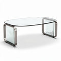 Glazen salontafel met metalen rand 150 x 75 x 45cm voor woonkamergebruik
