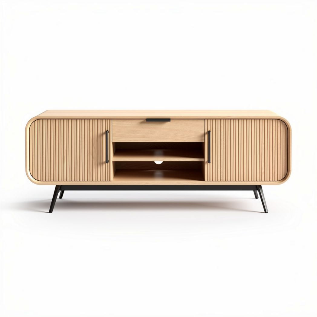 TV-meubel van hout met metalen poten en opbergruimte 150 x 40 x 50cm