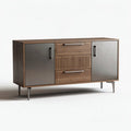 dressoir van hout met metalen deuren en lades 150 x 40 x 75cm