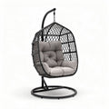 Hangstoel van rotan met kussen zwart 90 x 80 x 120cm