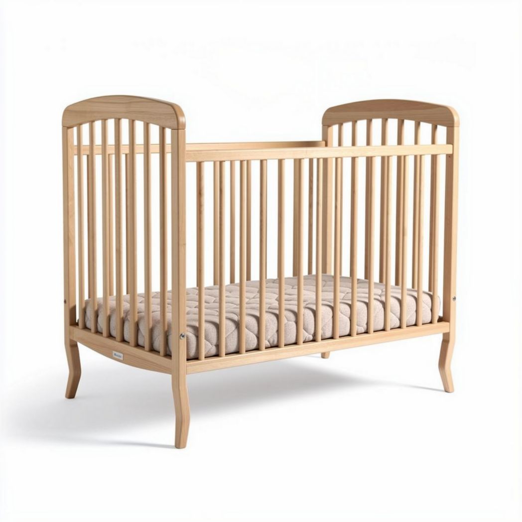 Houten wieg met matras 120 x 60 x 90 cm voor babybedden in natuurkleur