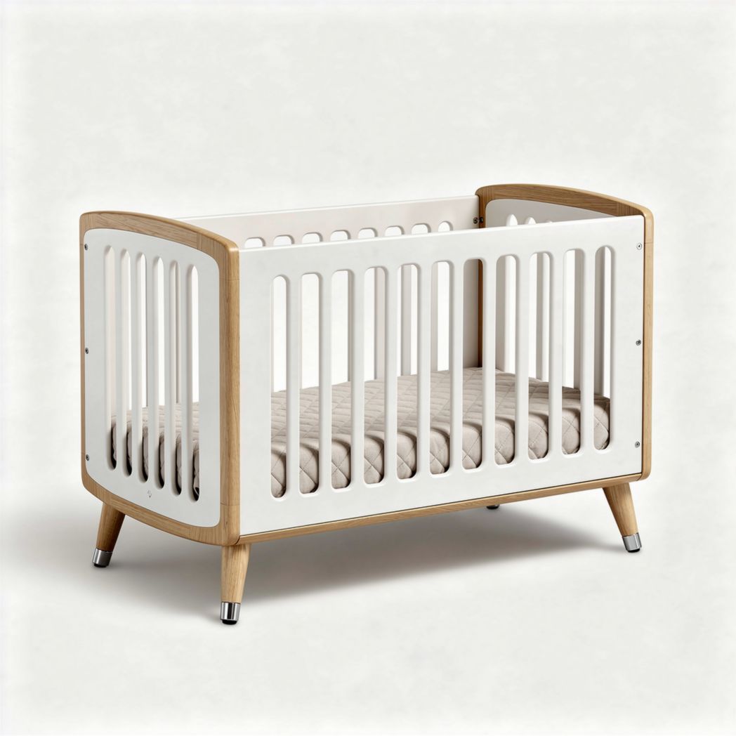 Wit houten wieg met afgeronde randen afmetingen 120 x 60 x 90cm
