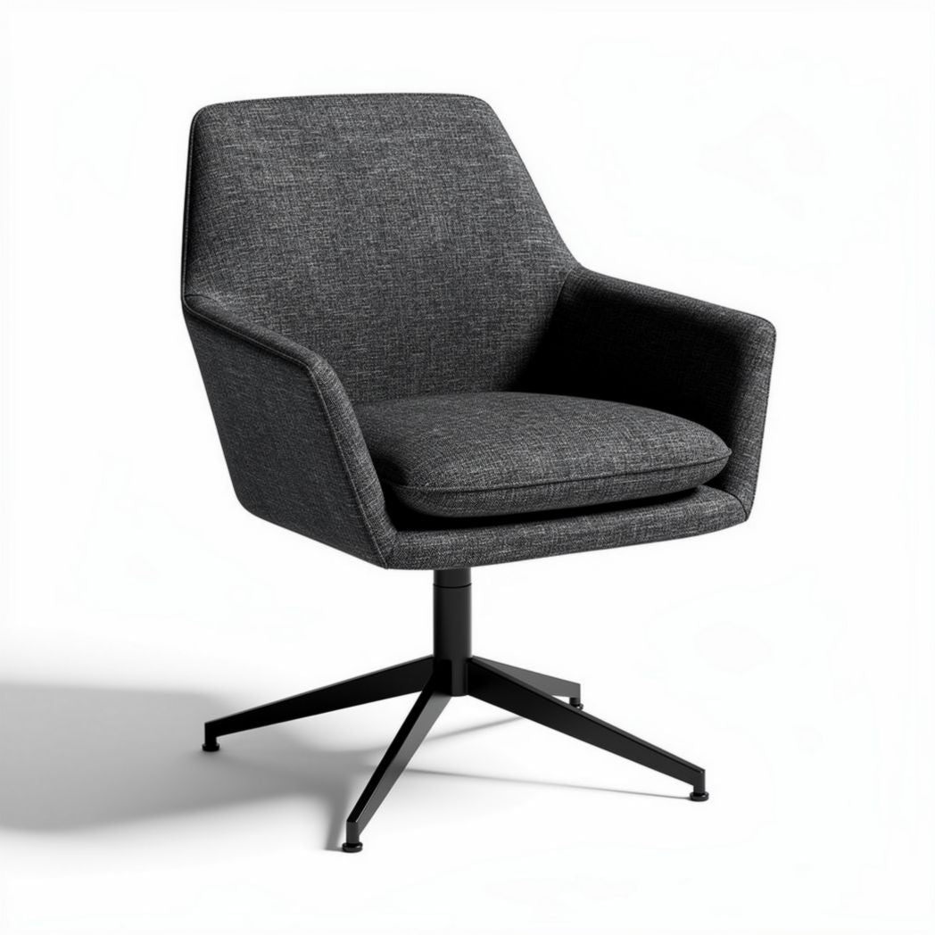 Stoel met draaivoet in zacht grijs stof 70 x 70 x 80cm