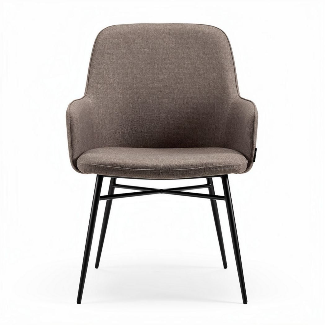 Stoel van stof met armleuningen en metalen poten 50 x 60 x 80cm bruin